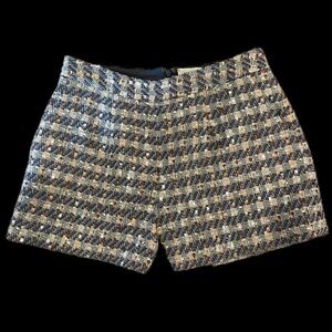 L'AGENCE Ashton tweed short, grey, ecru, gold, size 6
